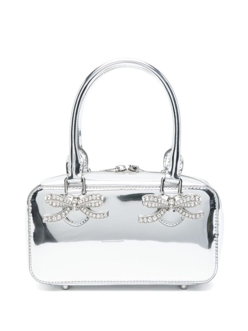 Self-portrait Silver-colored Handbag With Bows On The Front