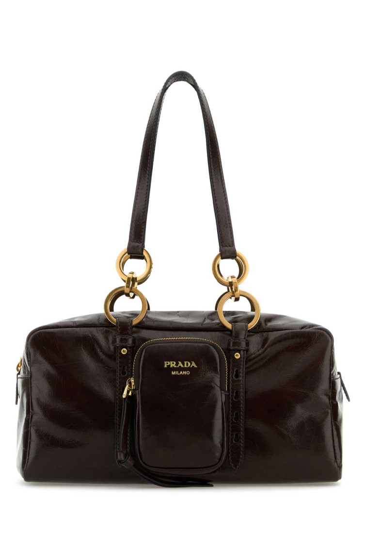 Prada Medium Shiny Leather Shoulder Bag