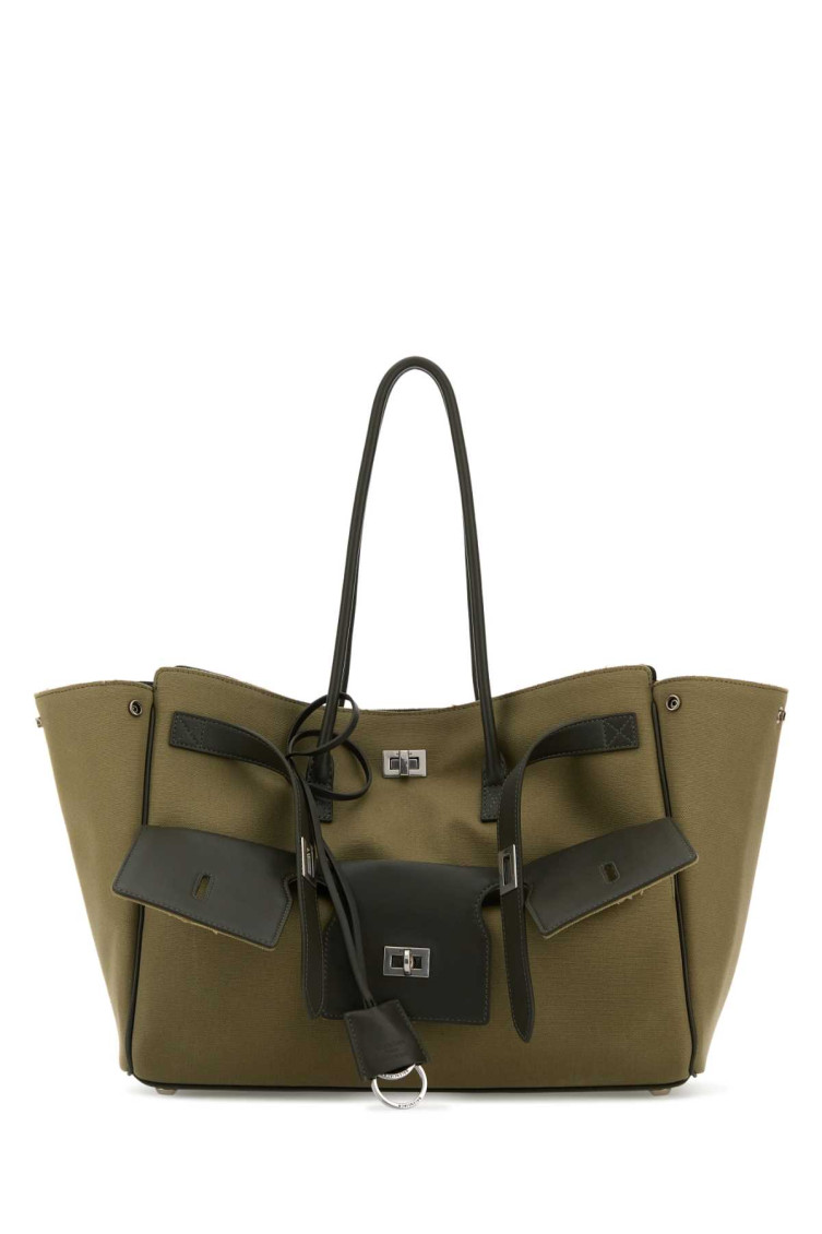 Shop Balenciaga Khaki Carry All Bel Air Medium Tote