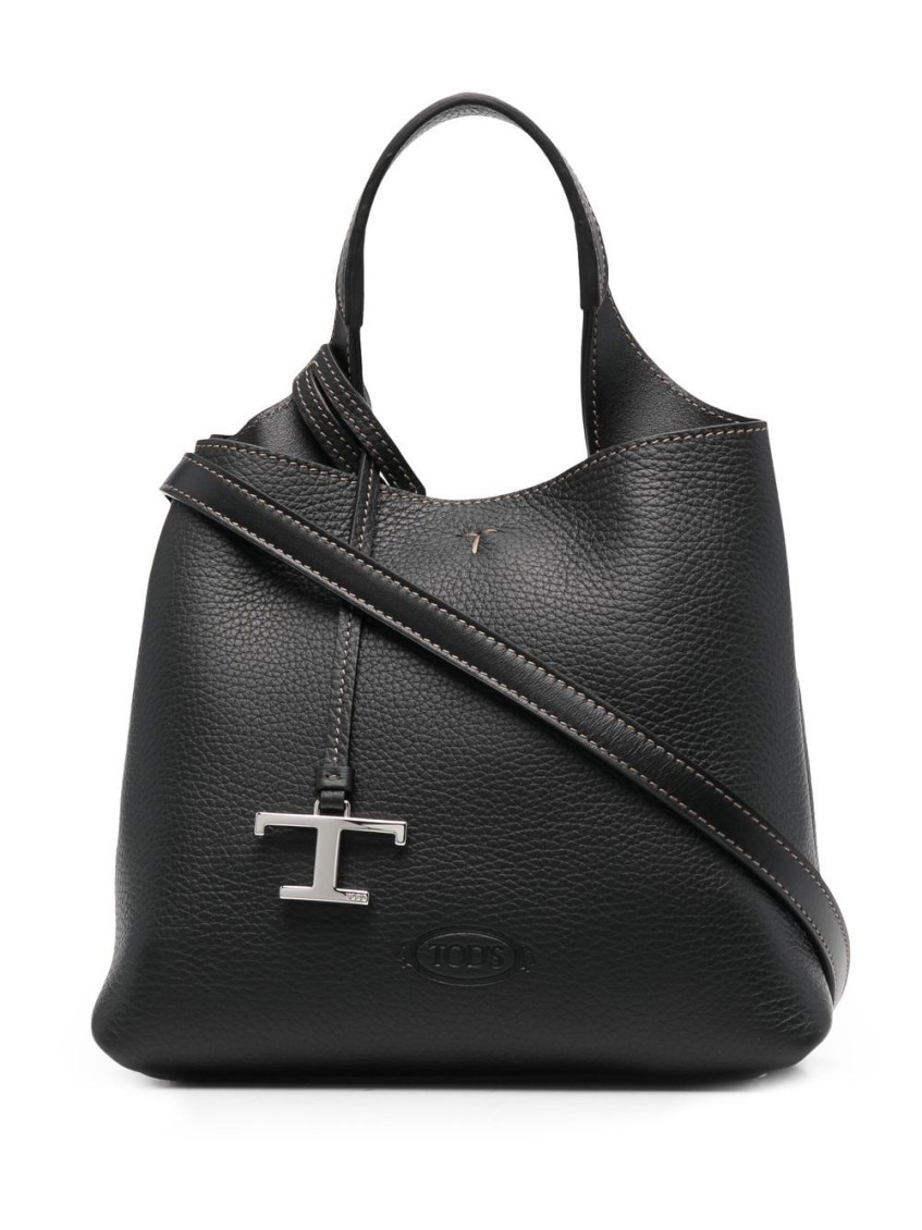 Tod's T Timeless Mini Leather Tote Handbag Handbag In Black