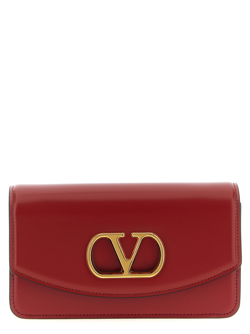 Valentino Crossbody Bags With Gold-tone Hardware And Chain Strap In Red