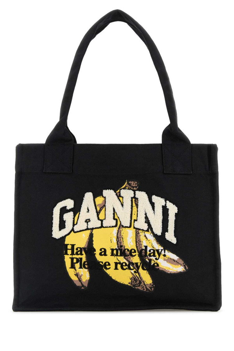Ganni Black Cotton Tote
