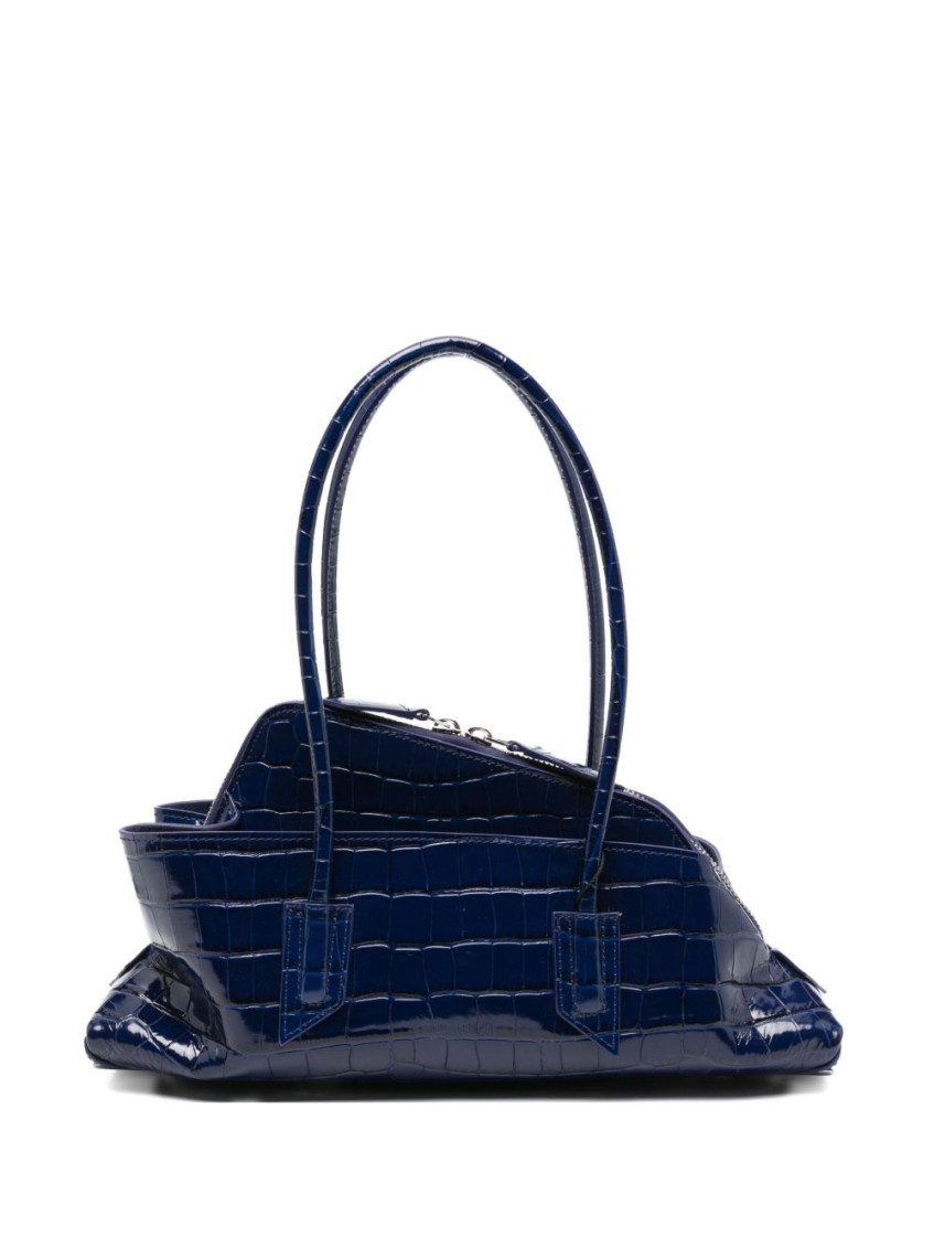 Attico Small La Passeggiata Crocodile-effect Tote Bag In Blue