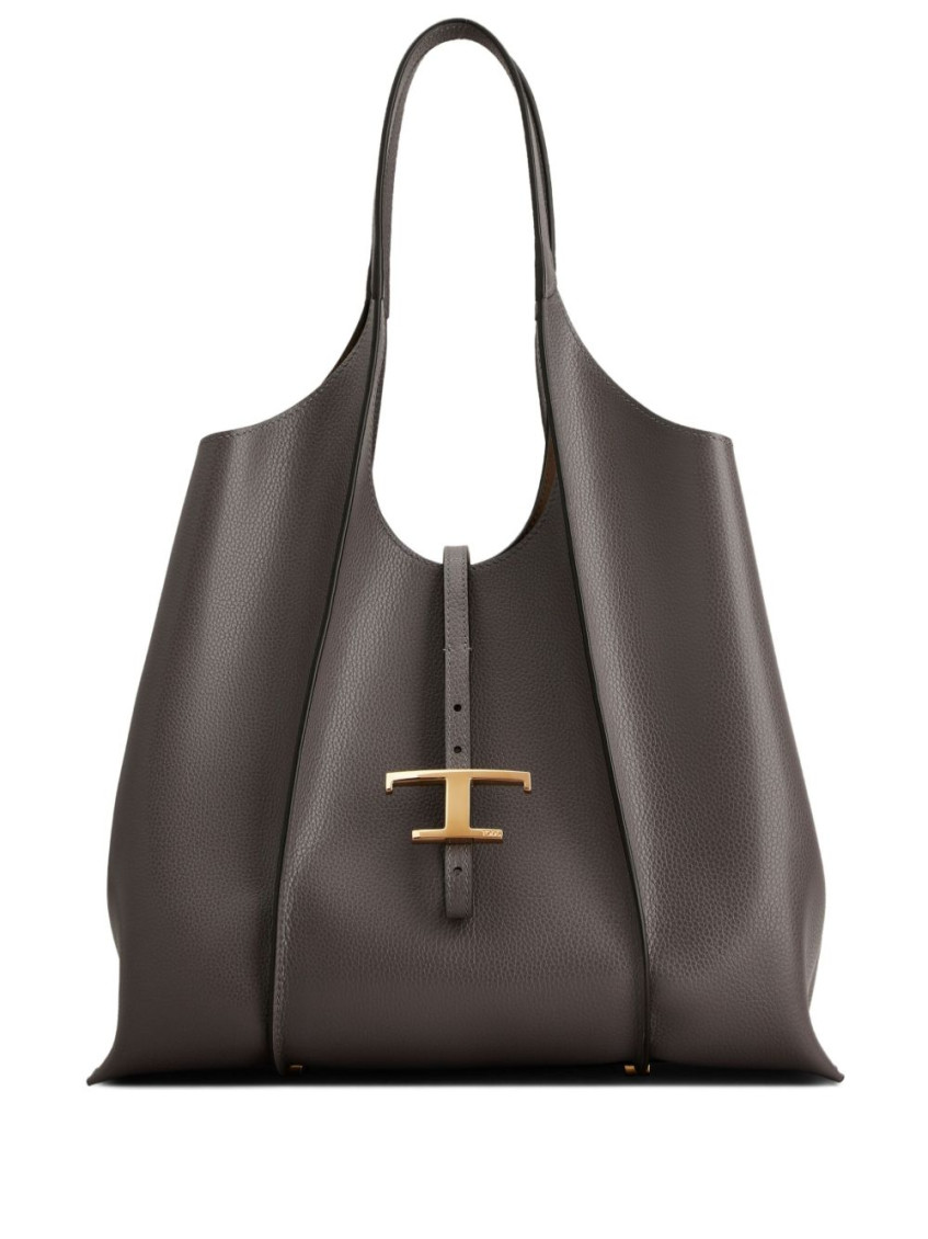 Tod's Grey T Timeless Medium Tote In Gray