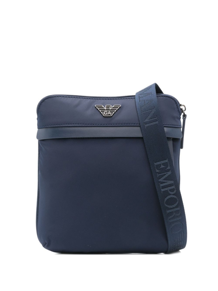 Emporio Armani Logo-plaque Messenger Bag In Blue