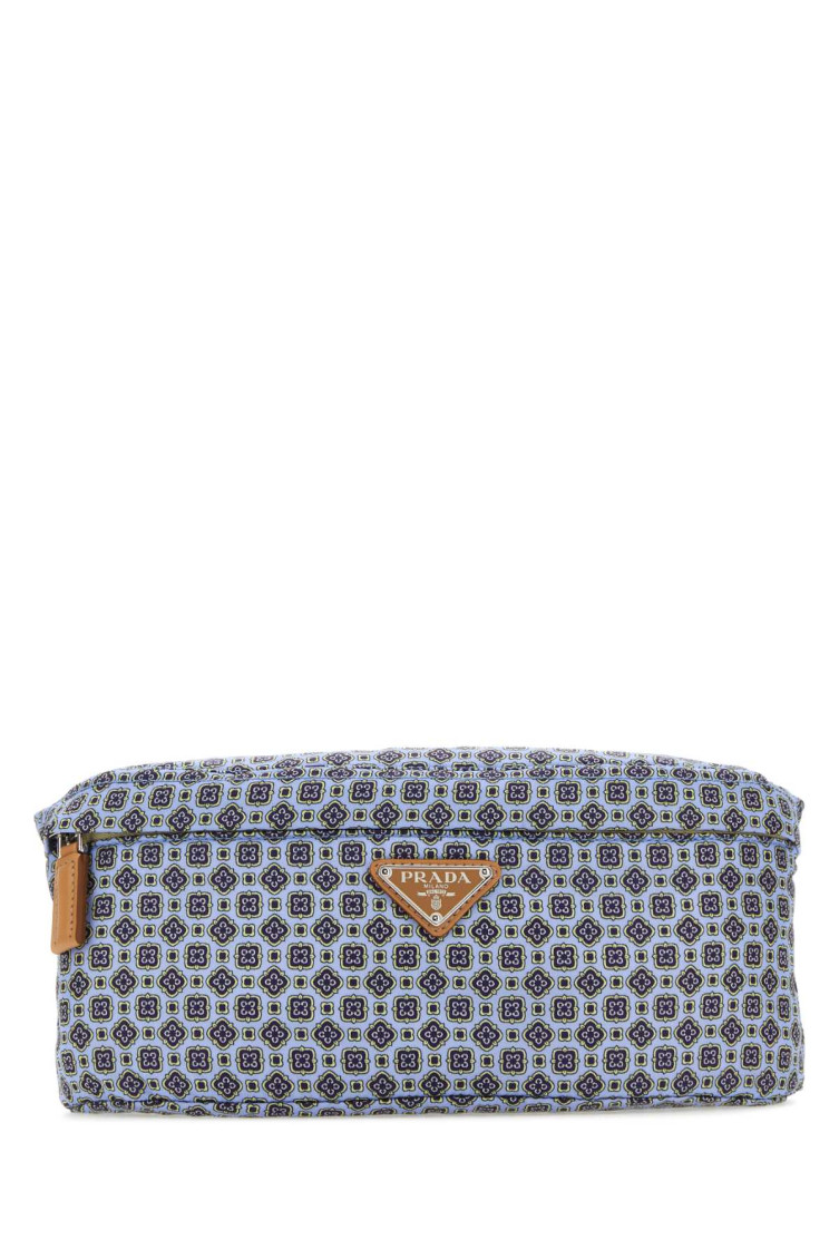 Prada Printed Re-nylon Belt Bag In Blue