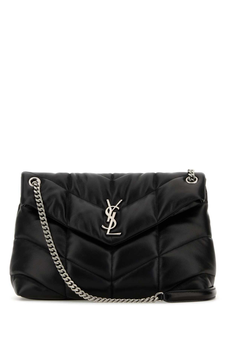 Saint Laurent Black Loulou Medium Shoulder Bag In Black