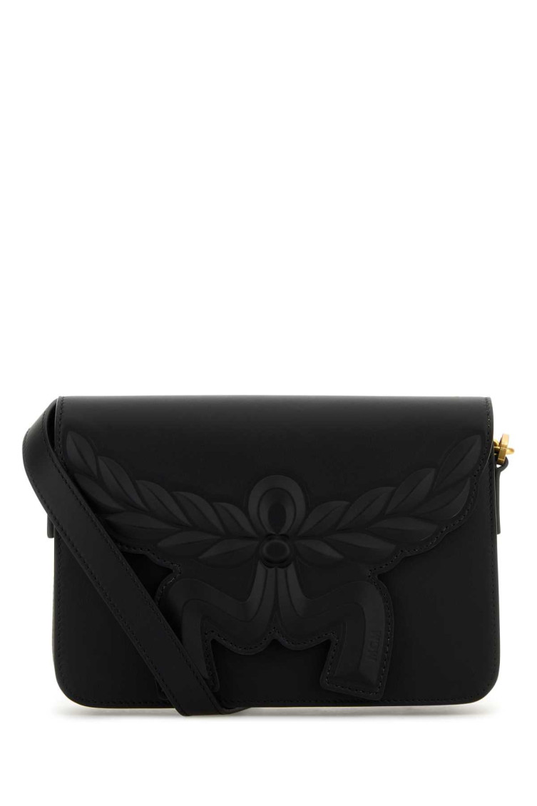 Mcm Black Leather Small Himmel Laurel Crossbody Bag In Black