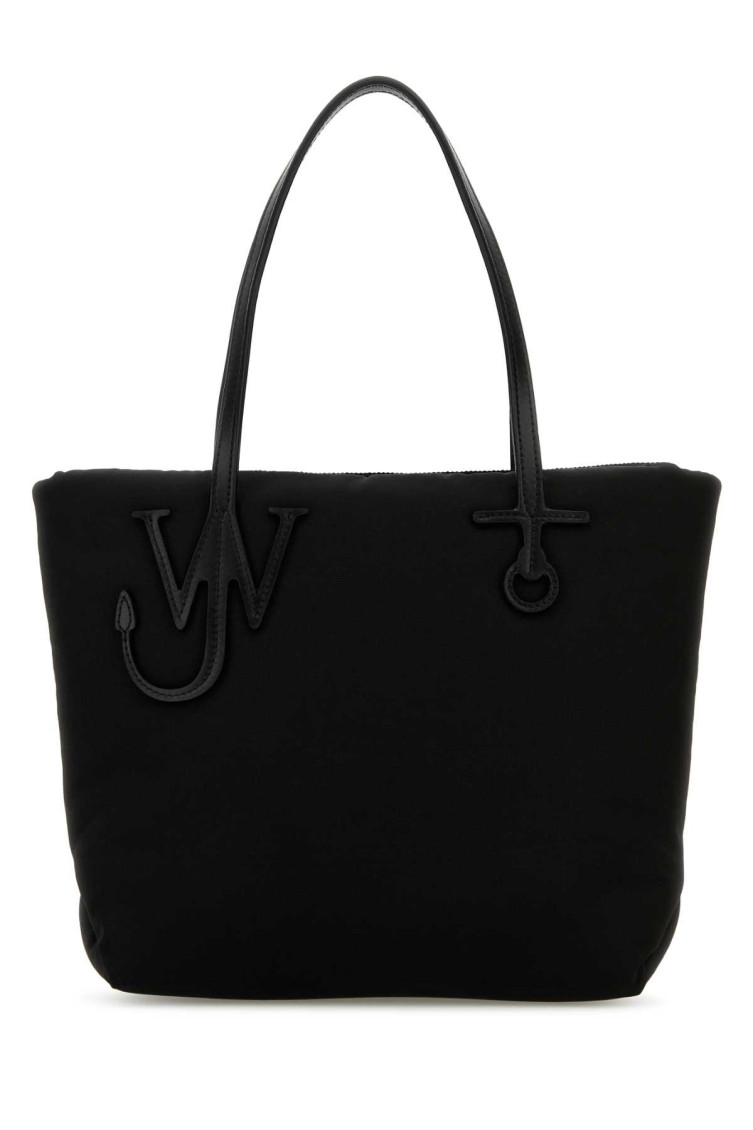 Jw Anderson Puffy Anchor Shopping Bag With Top Handles In Black