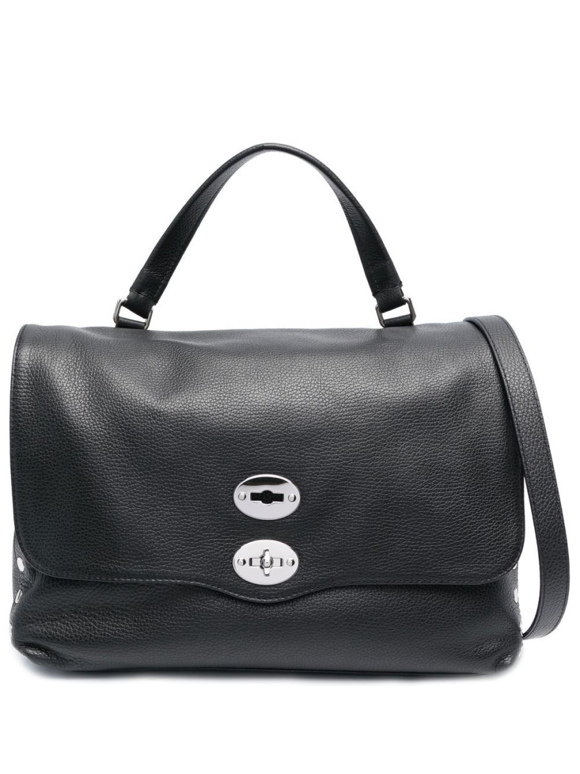 Zanellato Medium Postina Leather Shoulder Bag In Black