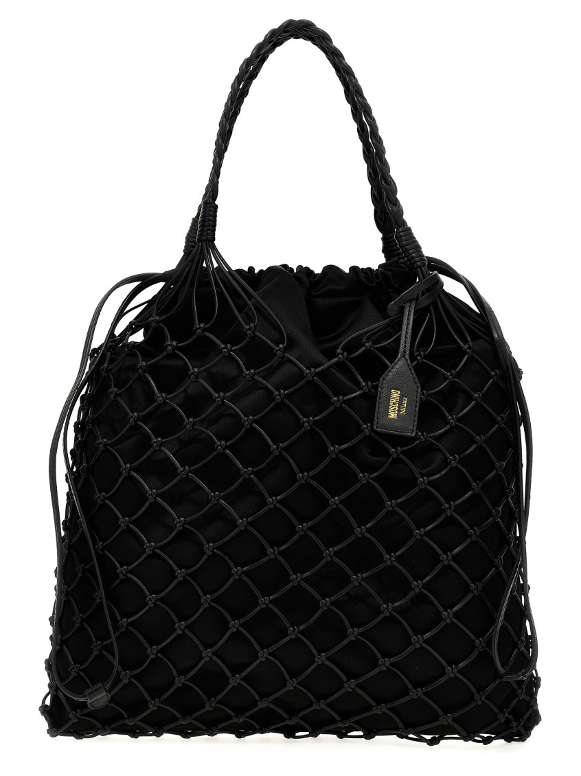 Moschino Women Woven Nappa Leather Shopping Bag In Black