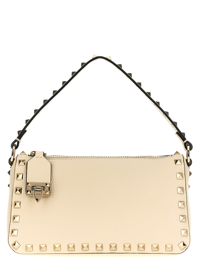 Valentino White Small Rockstud-embellished Shoulder Bag In White