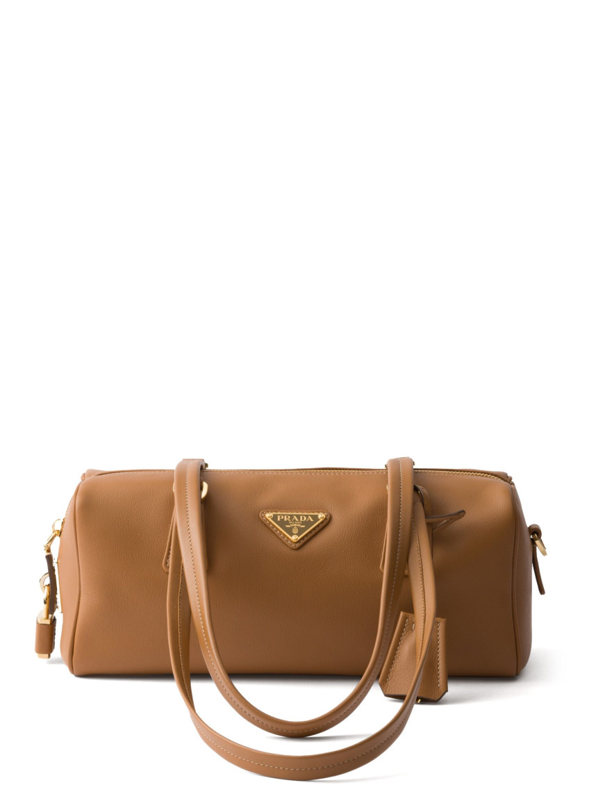 Prada Brown Triangle Logo Shoulder Bag In Brown