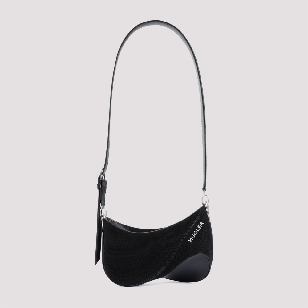 Mugler Black Spiral Curve 01 Shoulder Bag In Black