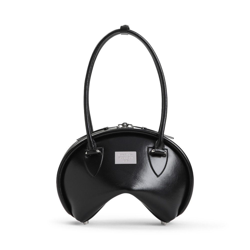 Acne Studios Black Handbag With Two Top Handles And Logo Plaque On The Front In Leather Woman In Black