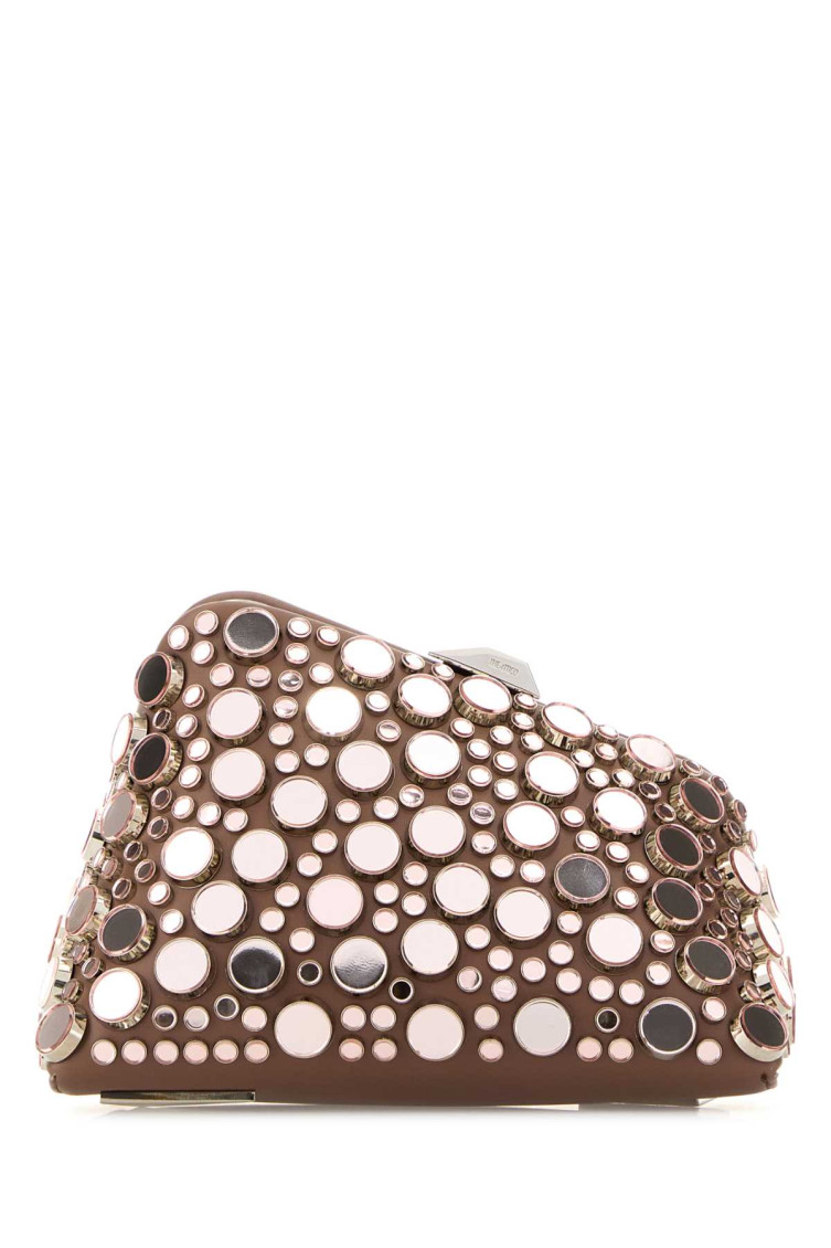 Attico Embellished Leather Midnight Clutch In Brown