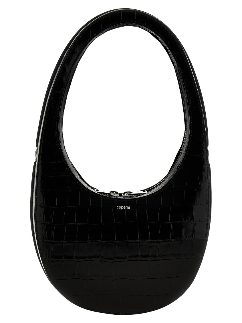 Shop Coperni Black Croco Swipe Bag Crossbody Bag