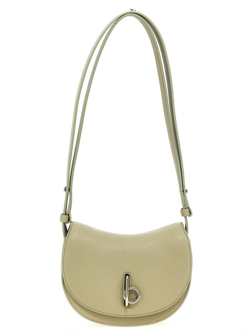Burberry Mini Shoulder Bag With Adjustable Strap And Textured Finish In Green