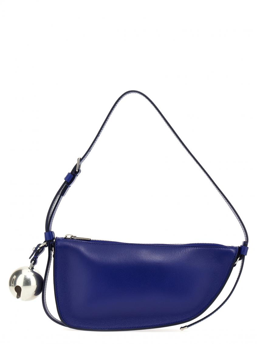 Burberry Leather Shield Sling Shoulder Bag With Silver-tone Charm In Blue