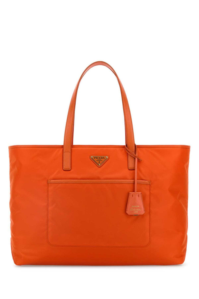 Prada Women Orange Re-nylon Large Re-edition 1978 Shopping Bag In Orange