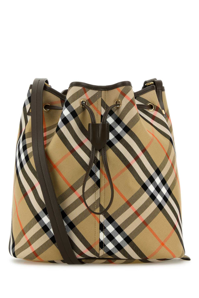 Burberry Women Embroidered Canvas Bucket Bag