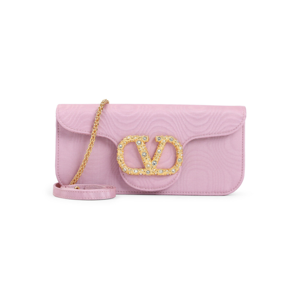 Valentino Garavani Textured Moire Clutch With Signature Logo