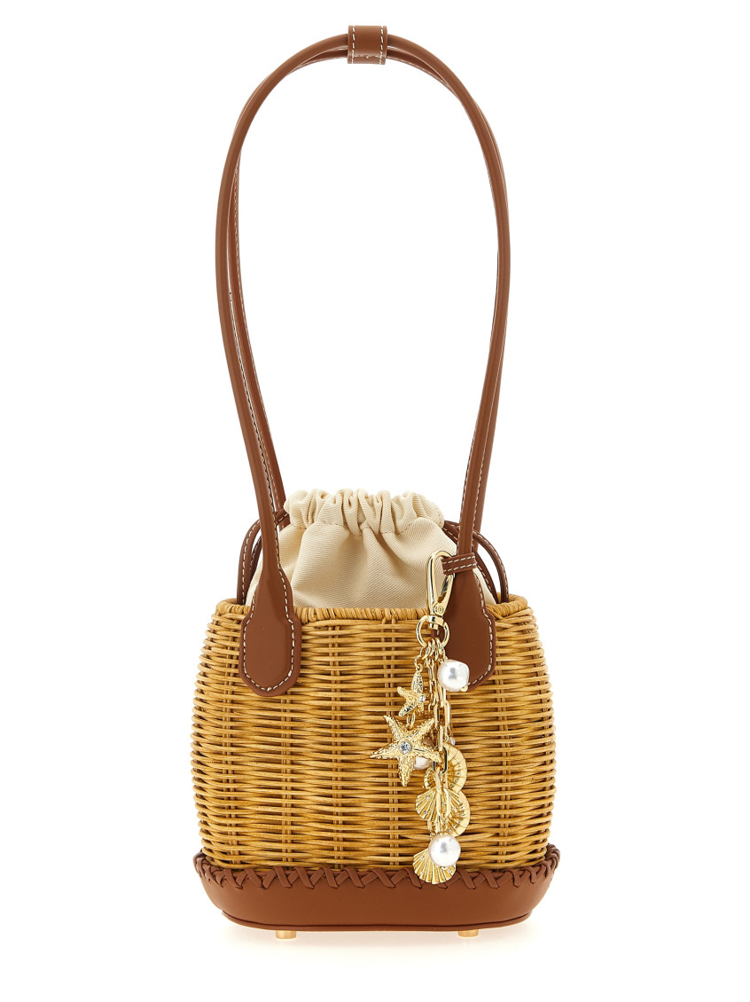 Self-portrait Self Portrait 'rattan Charm Shoulder Bag' Shoulder Bag In Brown