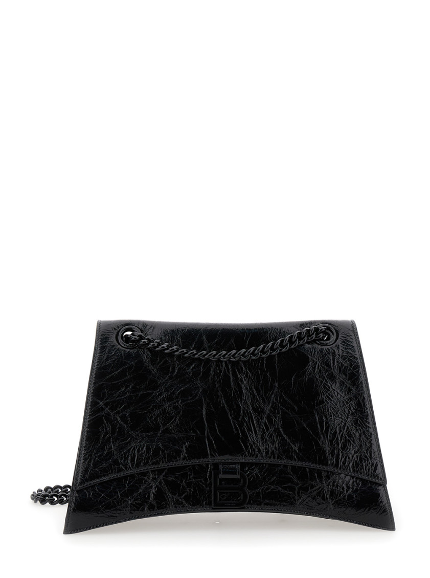 Balenciaga Black Medium Crush Black Crossbody Bag In Black