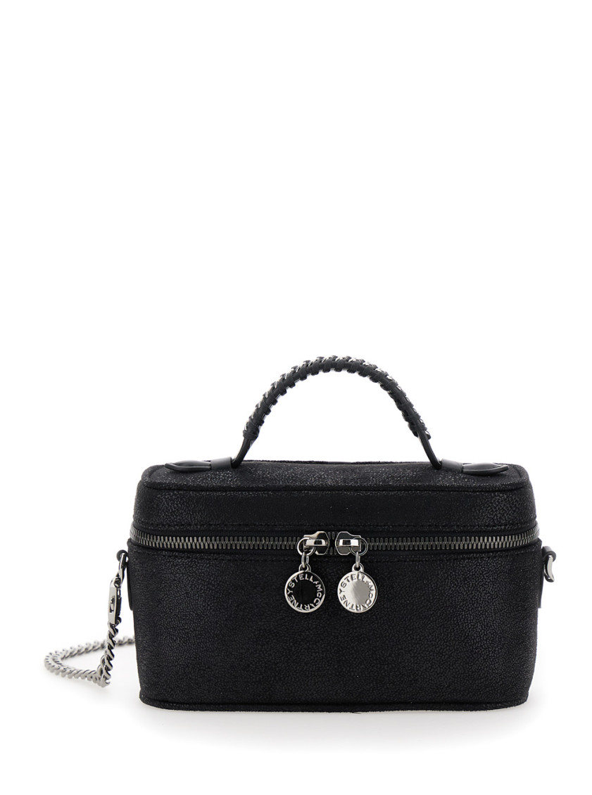 Stella Mccartney Womens Black Falabella Shaggy Woven Vanity Case In Black