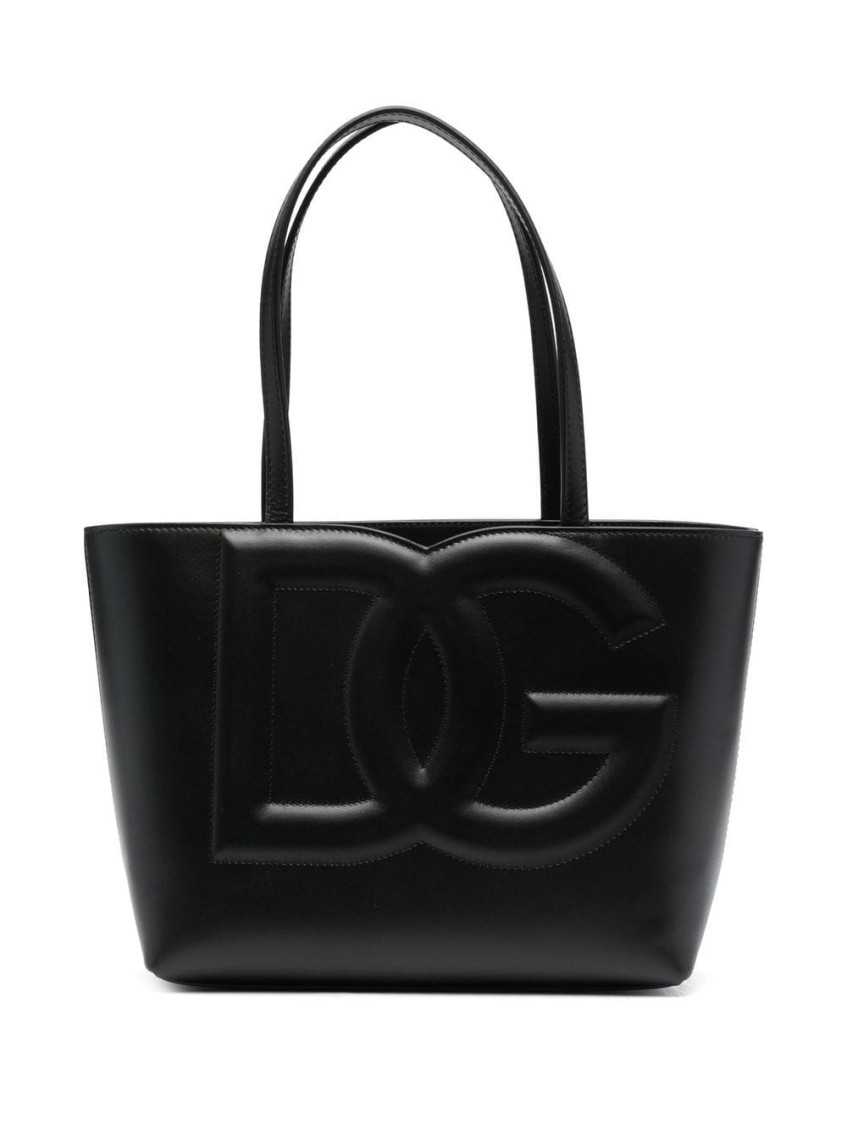 Dolce & Gabbana Women Dg Logo Small Leather Tote Bag In Black