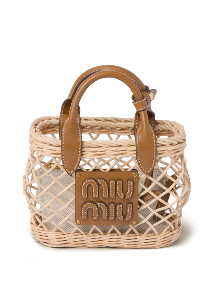 Miu Miu Natural Logo-applique Tote