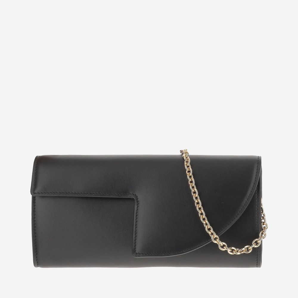 Patou Black Leather Clutch