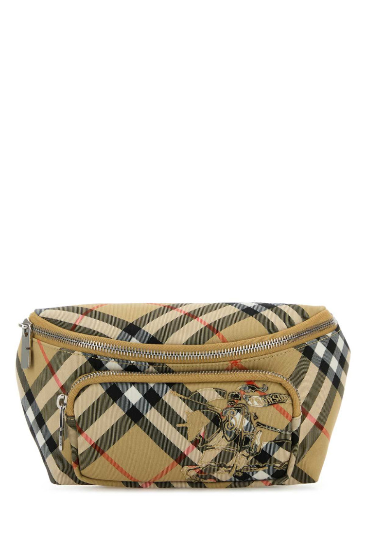 Burberry Men Embroidred Fabric Small Check Belt Bag