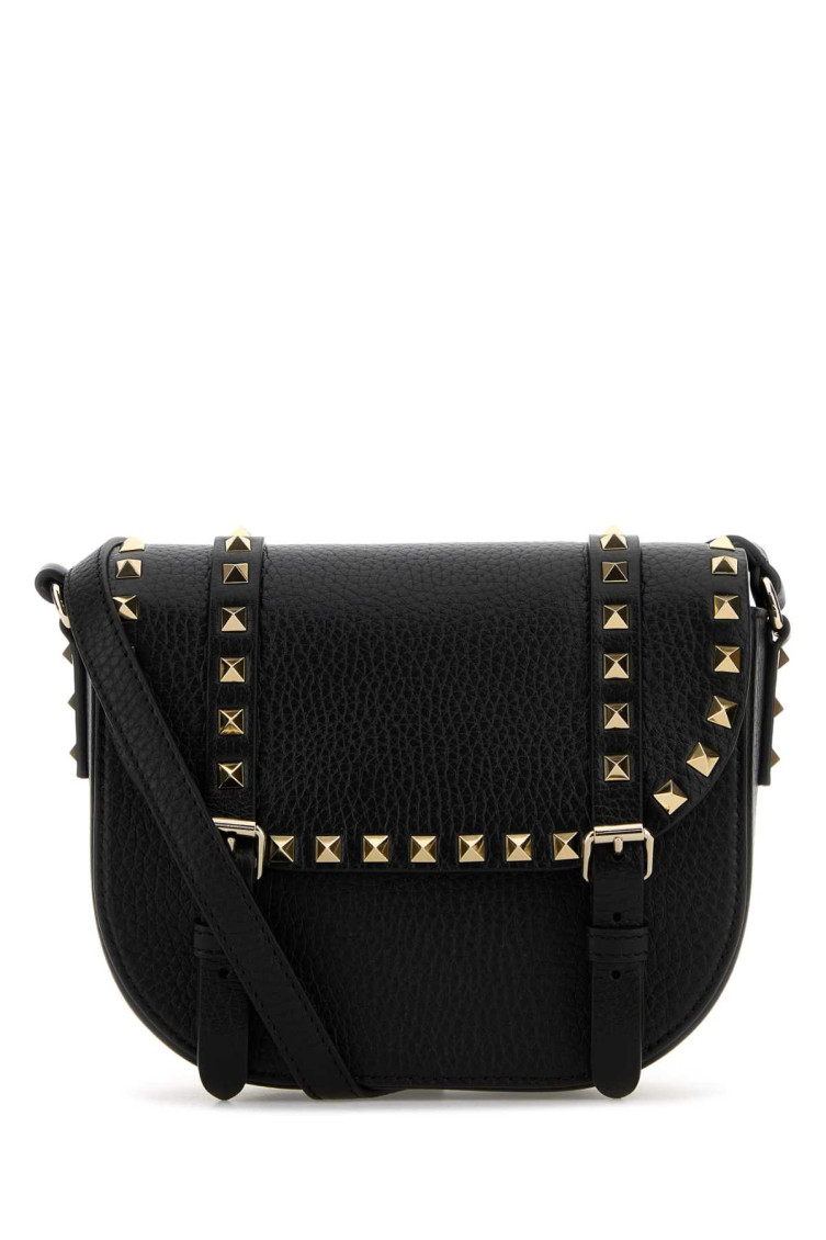 Valentino Black Rockstud Crossbody Bag In Black