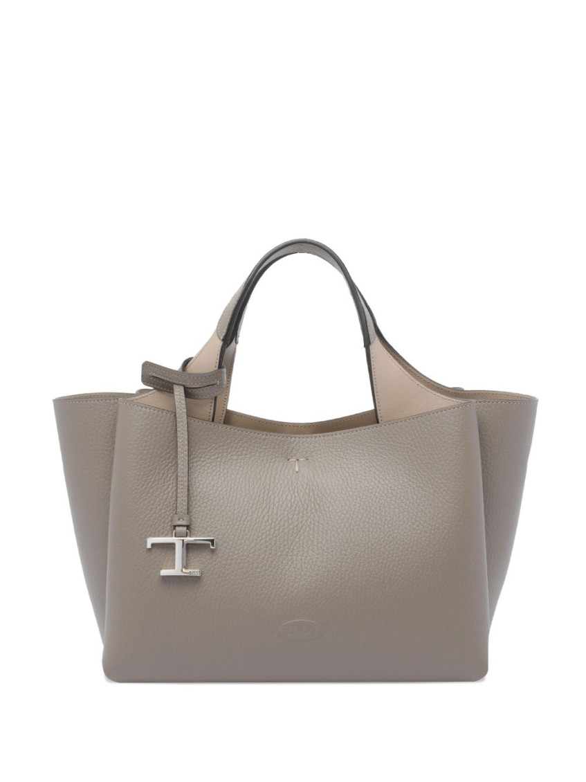 Tod's Dark Grey Leather Top Handle Bag In Gray