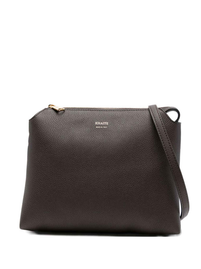 Khaite Medium Lina Grain Leather Crossbody Bag In Brown