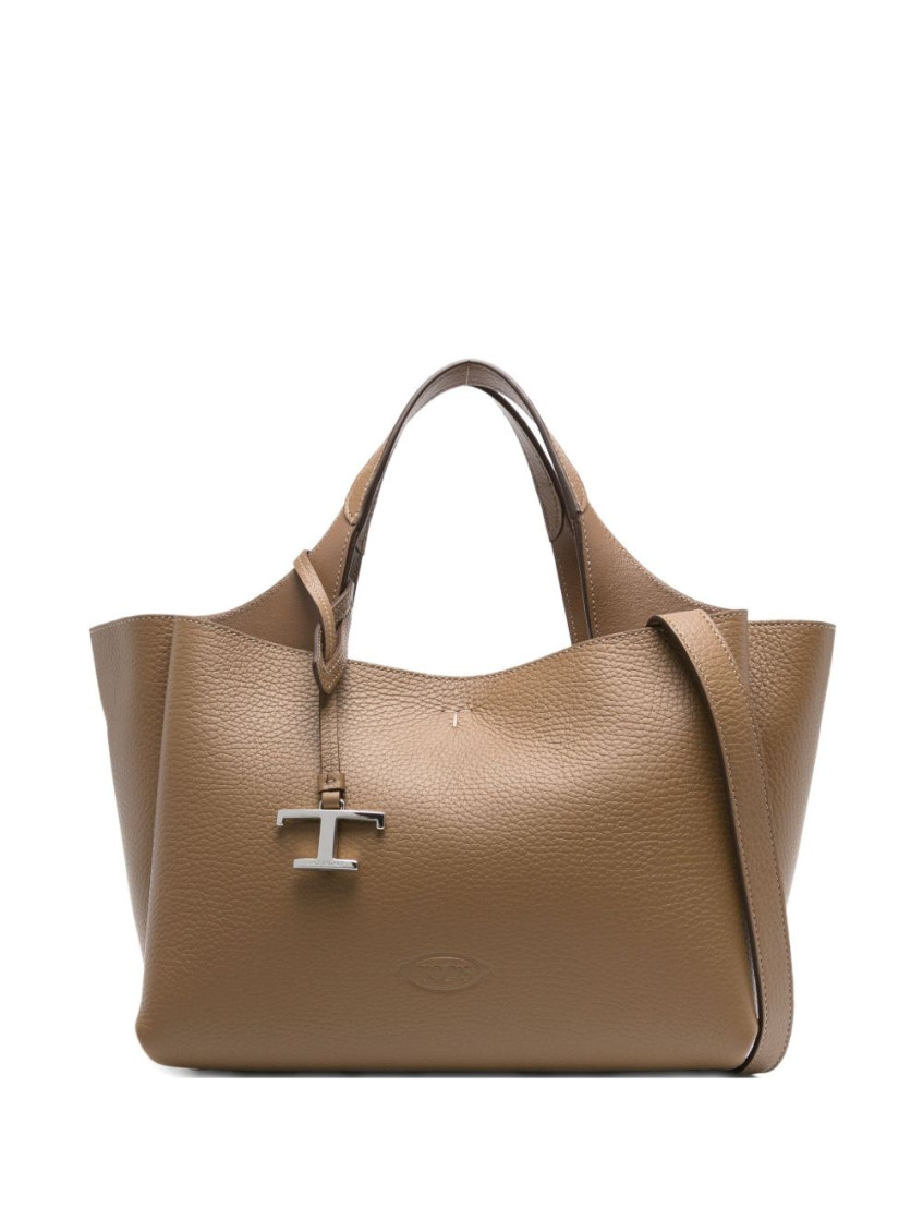 Tod's Textured Leather Tote Bag With 2 Handles In Brown