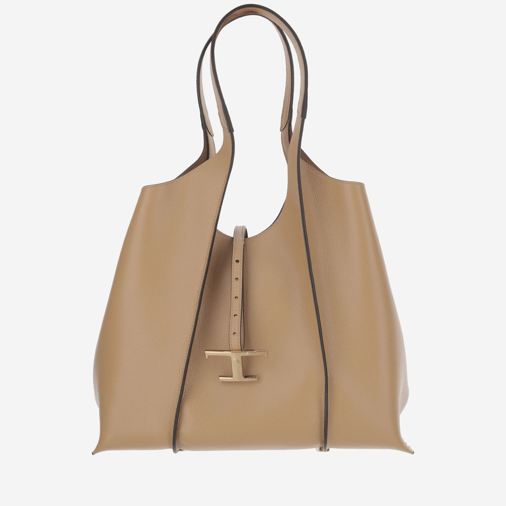 Tod's Beige T Timeless Medium Tote In Sand