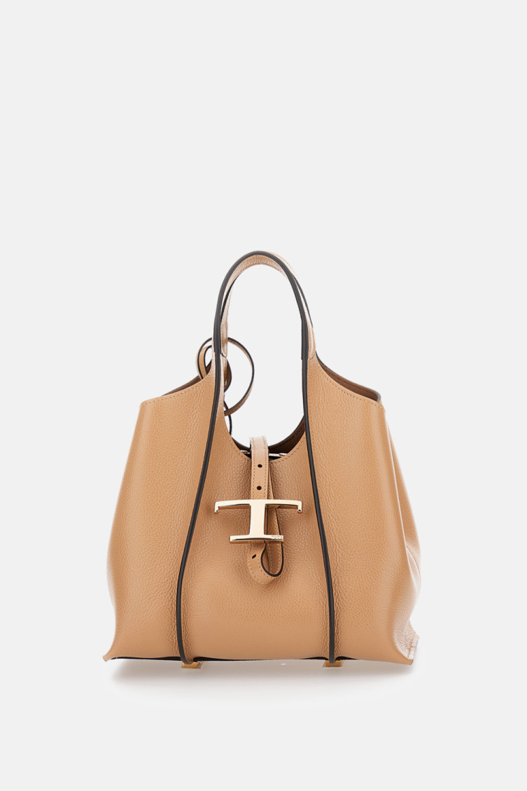 Tod's Beige T Timeless Mini Tote In Sand