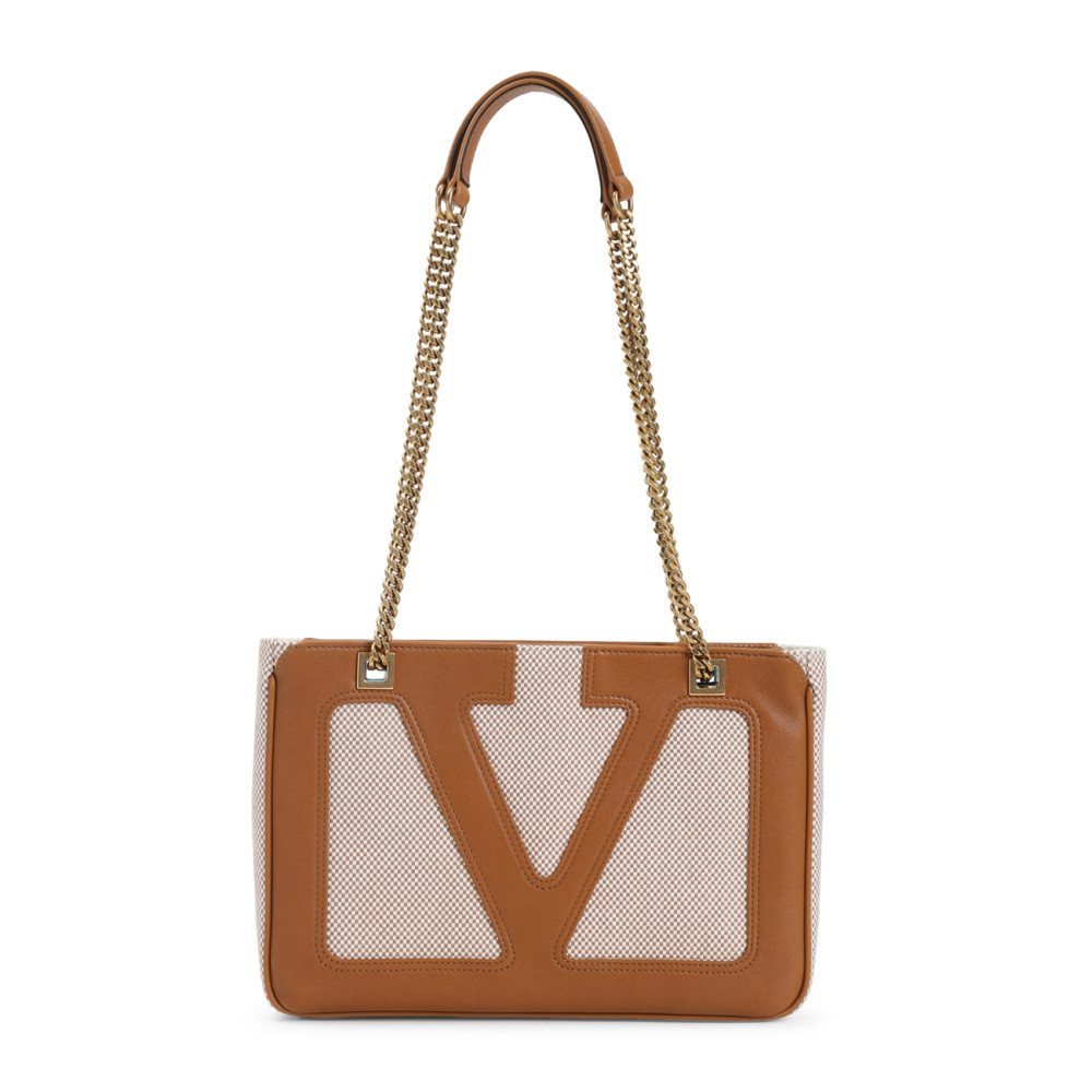 Valentino Garavani Woven Textured Leather Shopper Bag In Brown