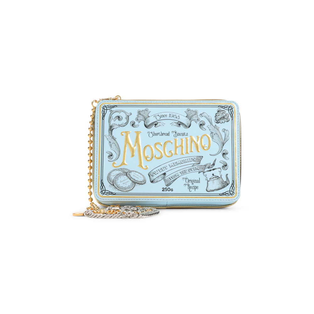 Moschino Square Shape Chain Shoulder Bag In Blue