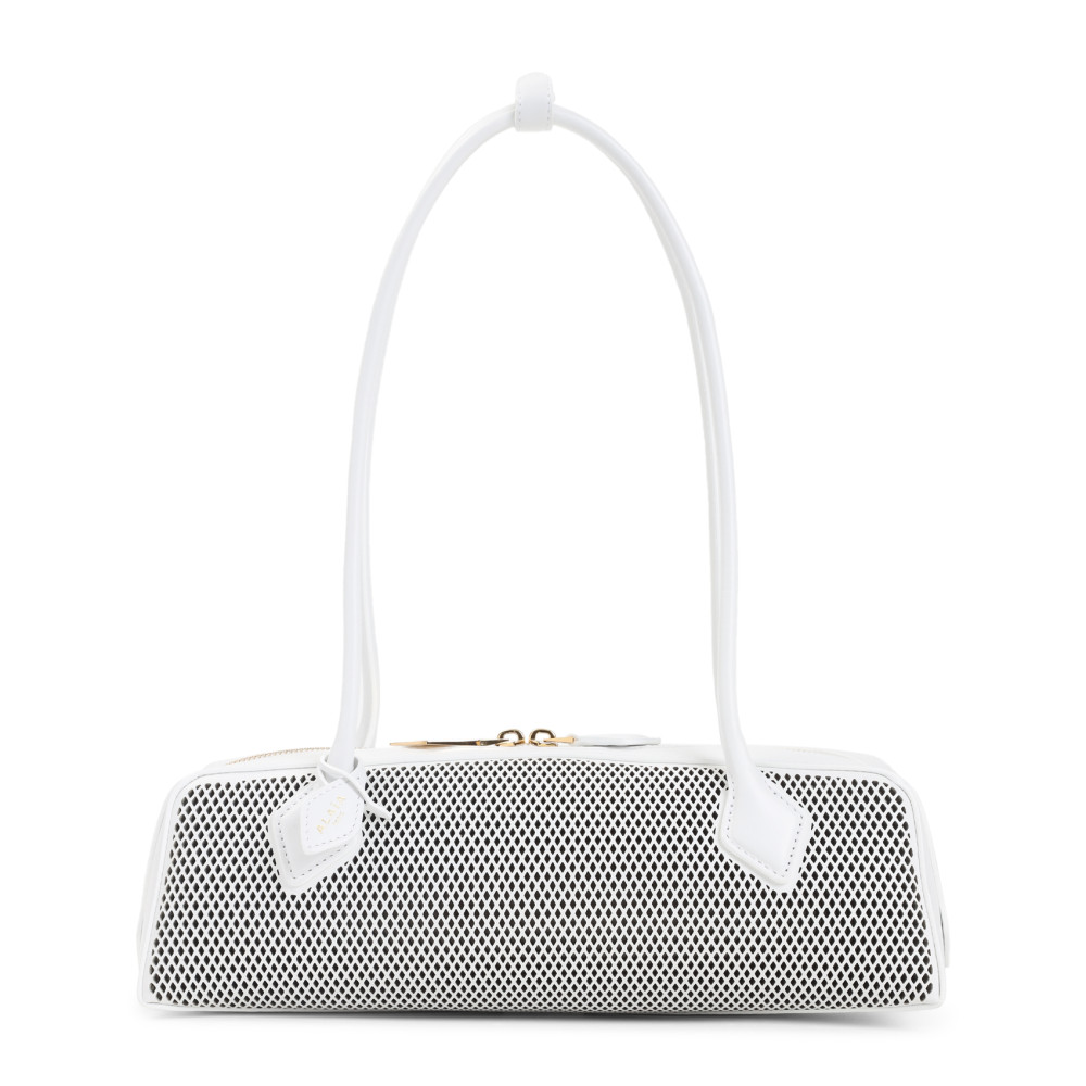 Alaïa Womens Blanc Optique Le Teckel Fishnet Medium Leather Shoulder Bag In White