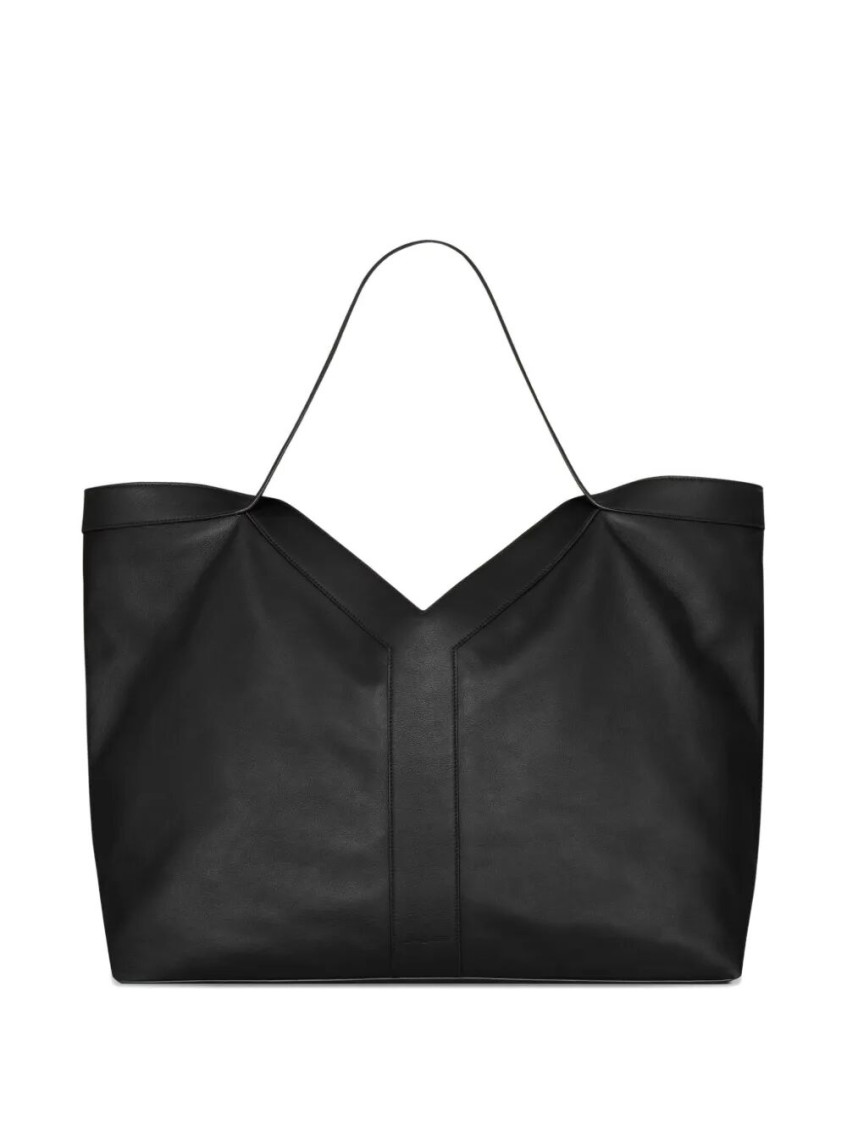Saint Laurent Y Maxi Tote In Grained Leather In Black