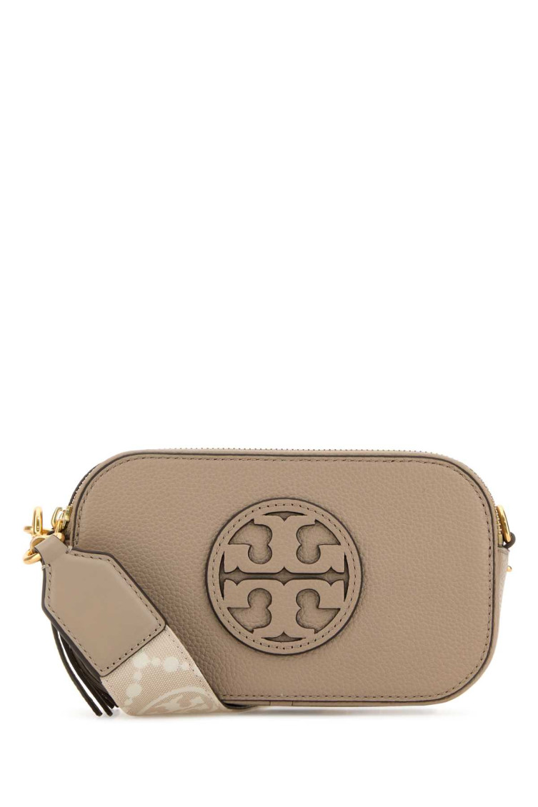 Shop Tory Burch Miller Mini Crossbody Bag In Beige