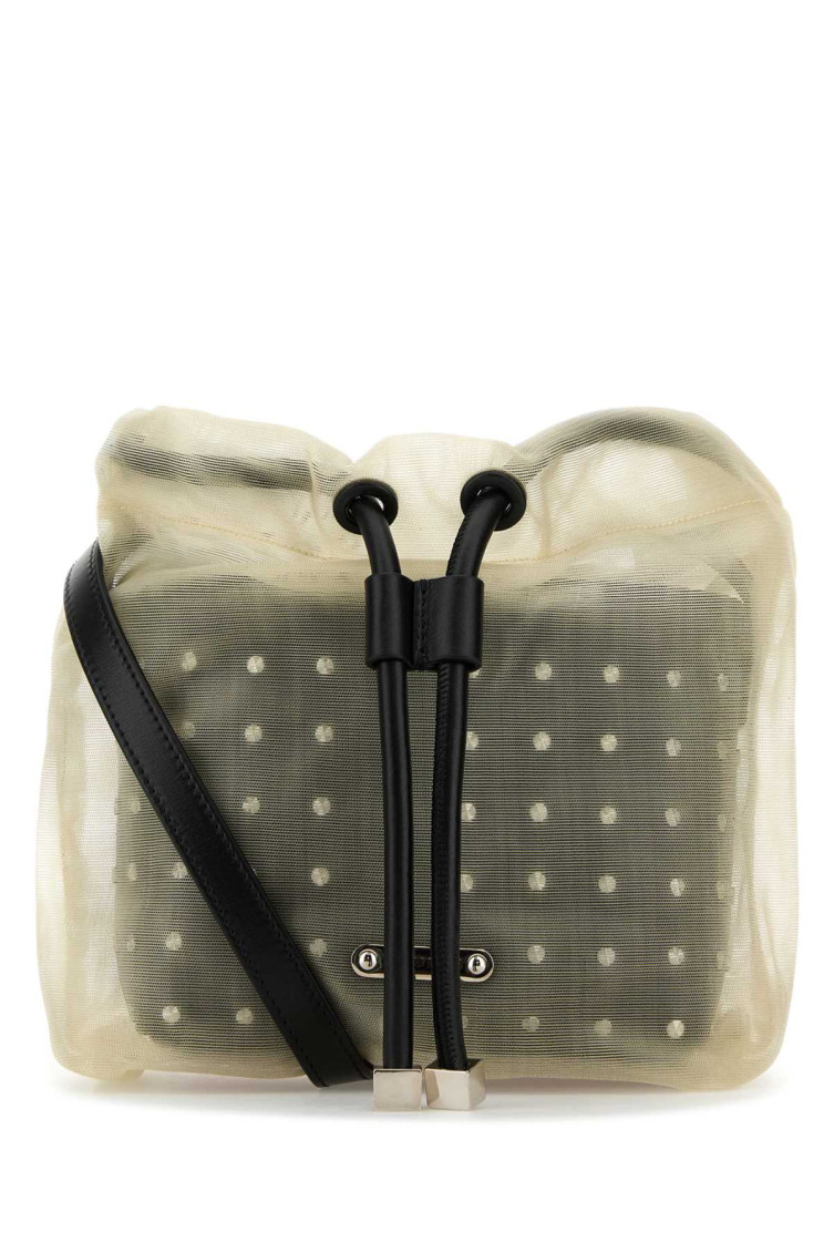 Alexander Mcqueen Black Nebula Bucket Bag In Beige