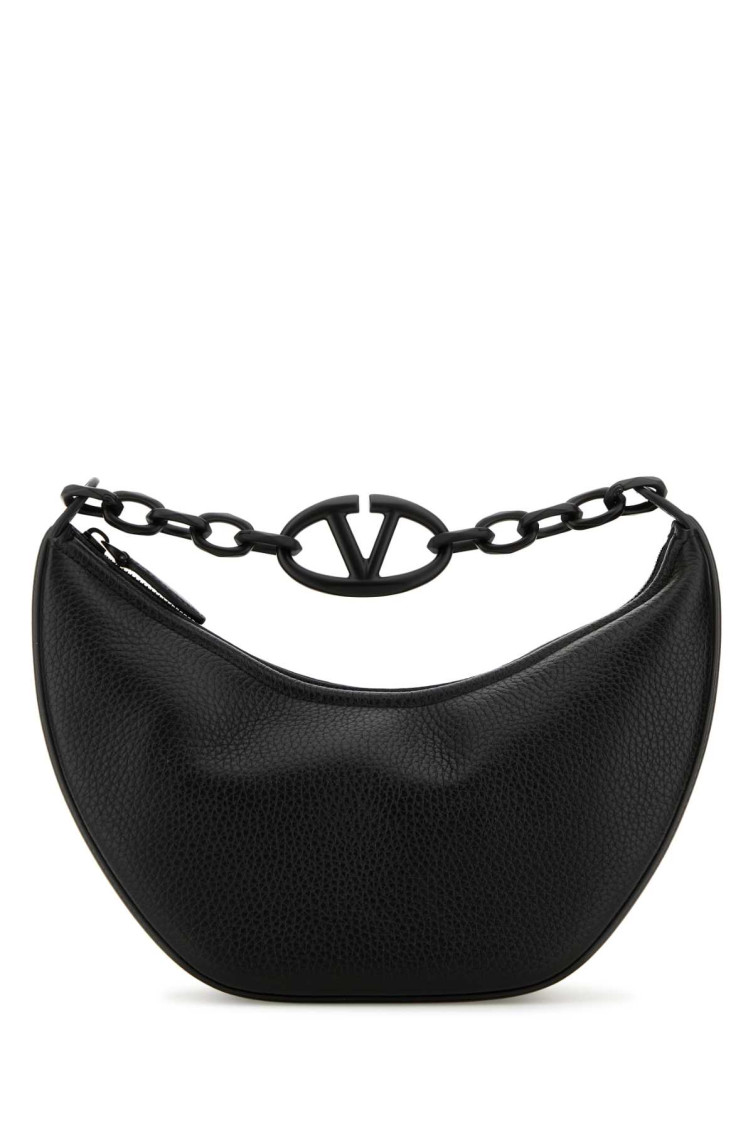 Valentino Textured Leather Chain Strap Shoulder Bag In Black