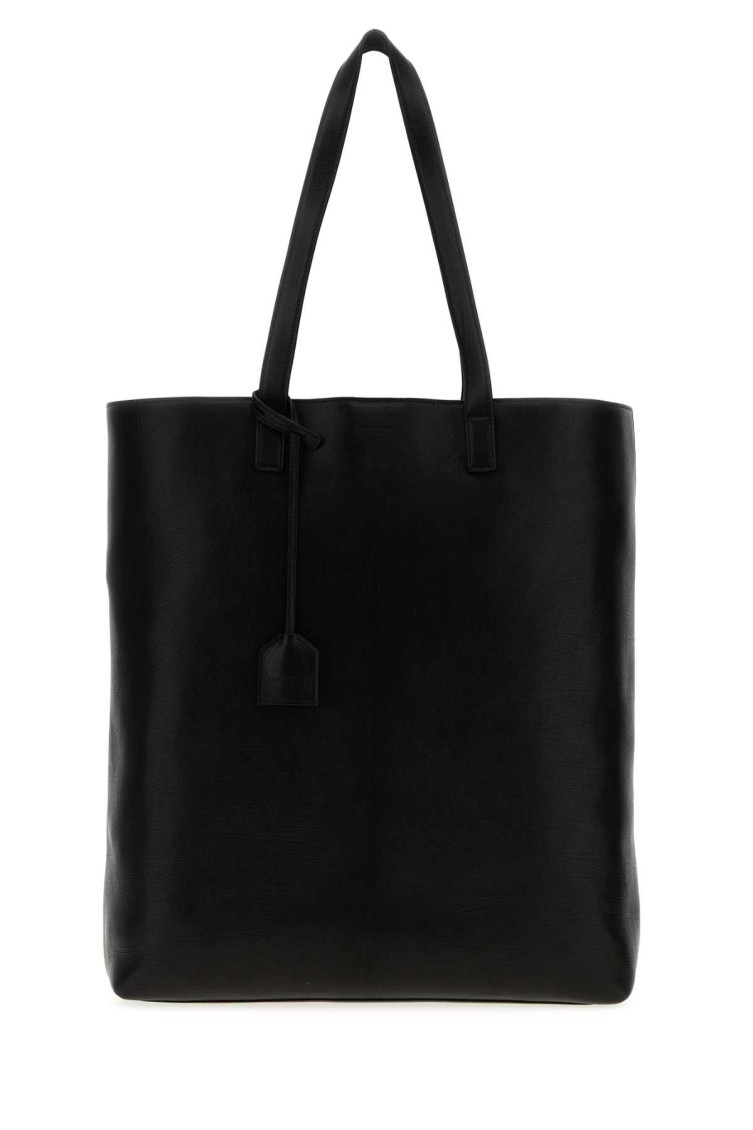 Saint Laurent Rectangular Leather Shopping Tote Top Handles In Black