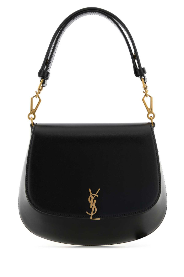 Saint Laurent Voltaire Leather Handbag Adjustable Strap In Black