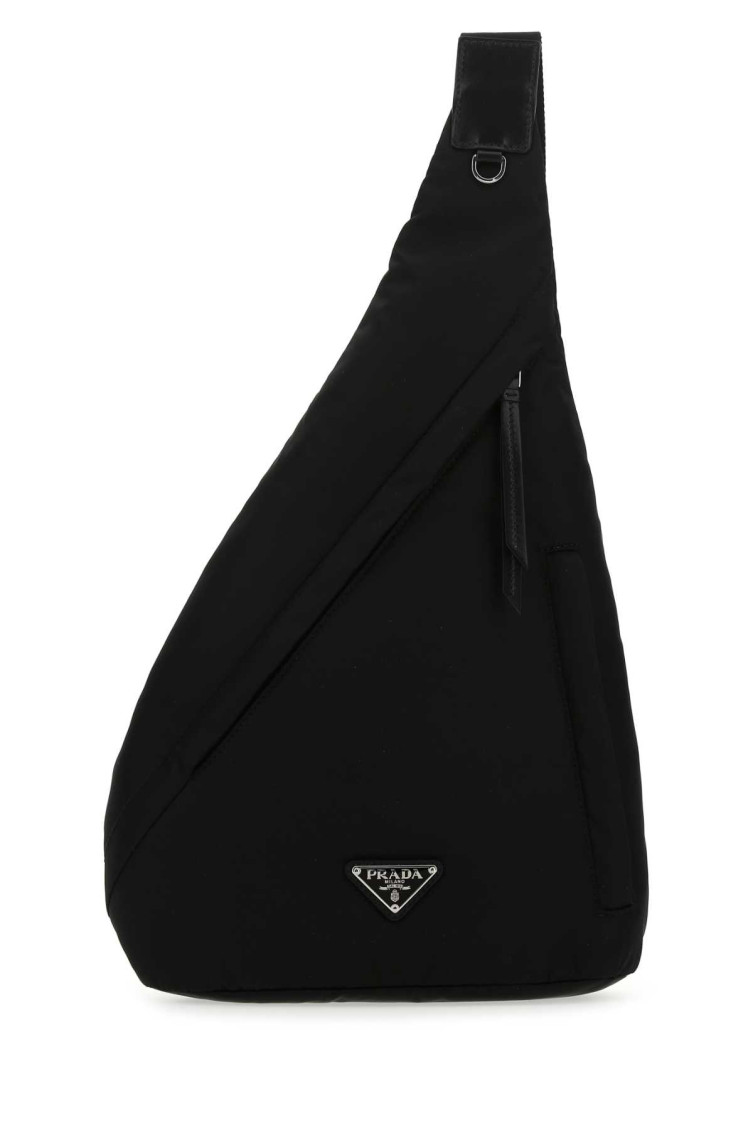 Prada Re-nylon Logo-plaque Backpack In Black