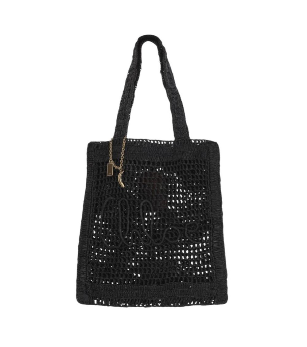 Chloé Summer Banana Woven-raffia Tote Bag In Black
